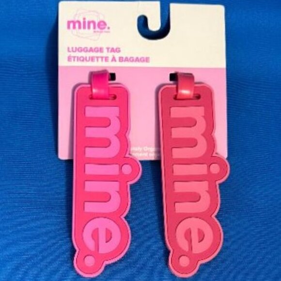 " MINE " SET OF 2 EASY TO SEE UNIQUE LUGGAGE / PINK BAG TAGS TRAVEL / TRAVELING - Picture 1 of 7